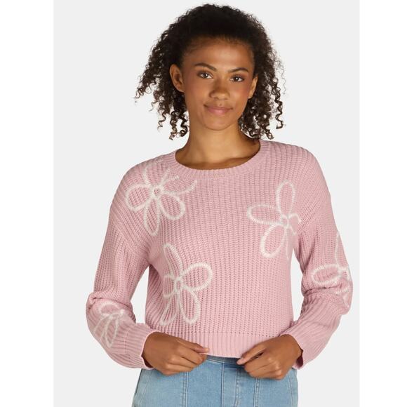 No Boundaries Whipstitch pink Sweater size M - Picture 1 of 6